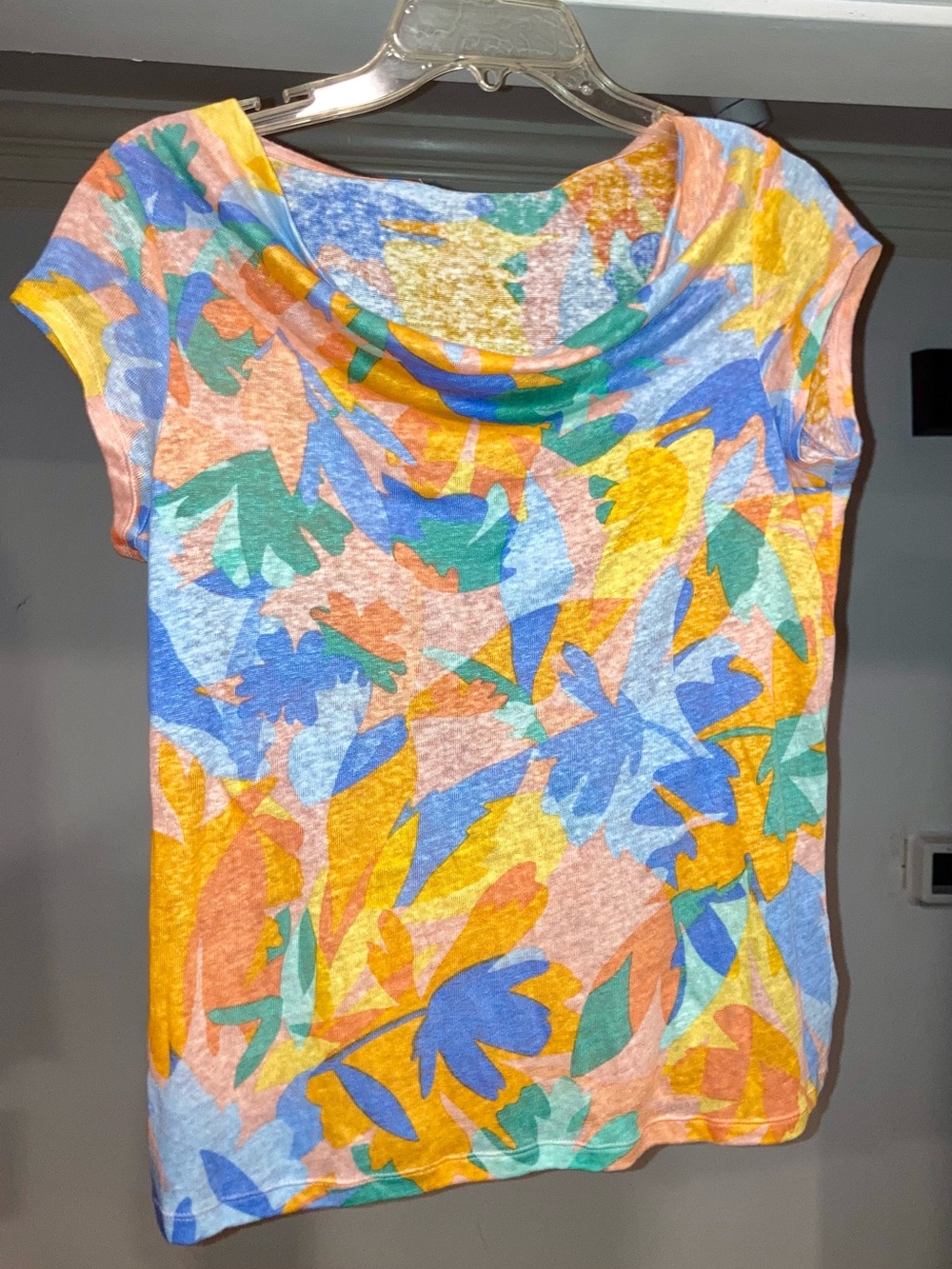 Joie Linen Blend Floral Short Sleeve Crewneck Tee S NWT